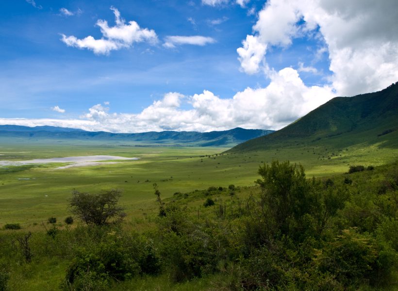 Landscape of the ridge at the edge of the Ngorongoro Crater, Tanzania