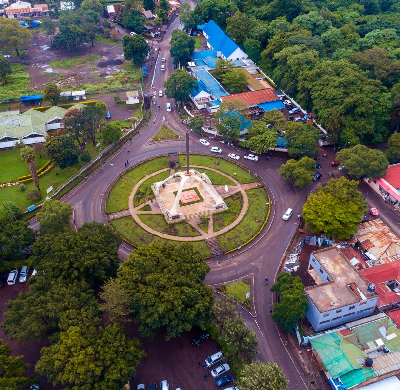 aerial view of the city of Arusha, Tanzania