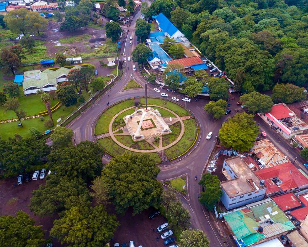 aerial view of the city of Arusha, Tanzania